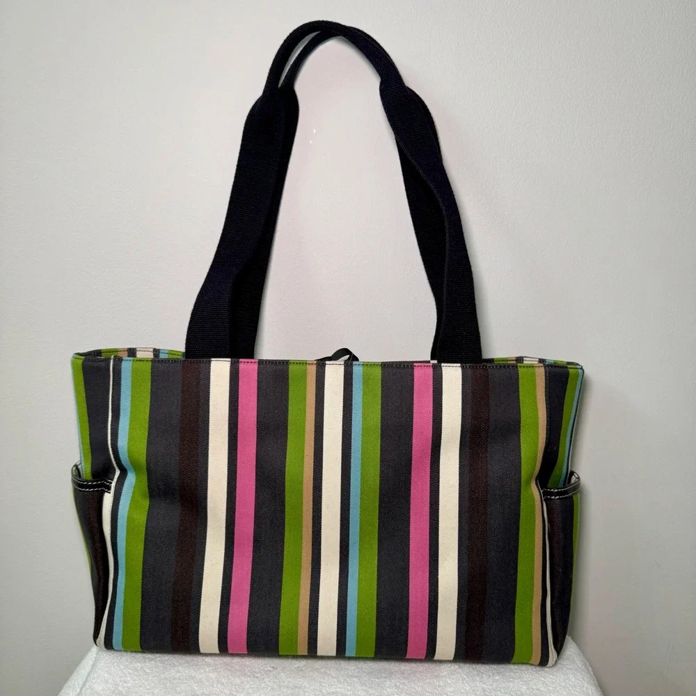 Kate Spade‎ Multi Purpose Rectangular Large Canvas Striped Diaper Bag/Tote